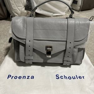 Proenza Schouler Grey Leather Medium PS1 New With Tags Retails $2290.